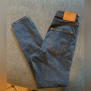 Everlane High Rise Skinny Ankle Jeans Mid Blue